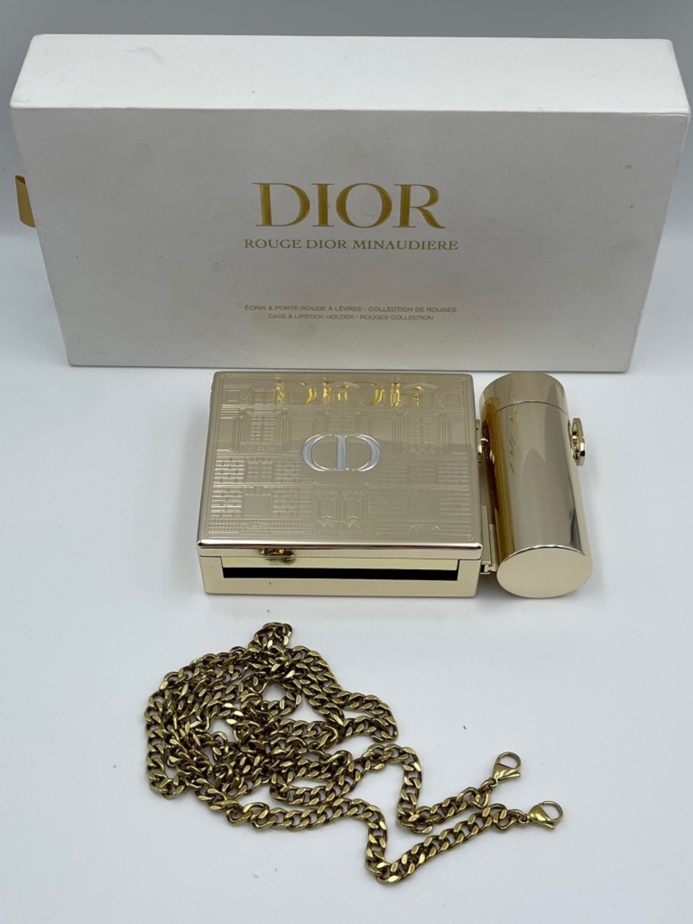 DIOR ROUGE Gold Minaudiere Pouch Clutch Handbag LIMITED edition 2021 Christmas